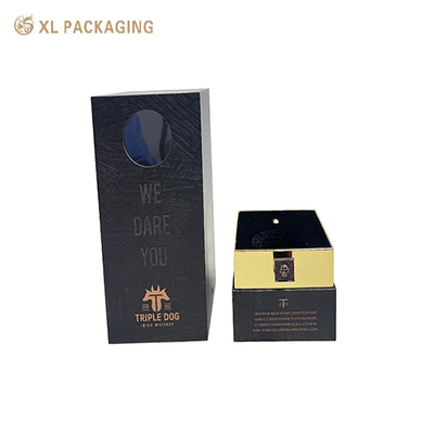 Custom Printed Gold Foil Logo Wine Gift Box Verpakking Met Venster Deksel En Basis Paper Box Factory