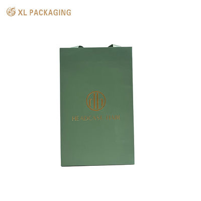 Custom Luxury Paper Shopping Bag met Matte Forest Green Speciality Paper en Gold Foil Logo Printing