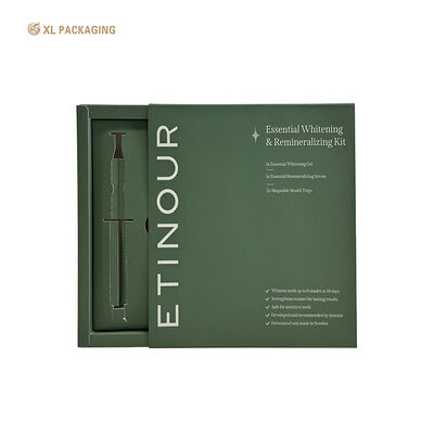 Aangepaste logo 350gsm kaart papier doos groene platte schip Soft Touch lade doos