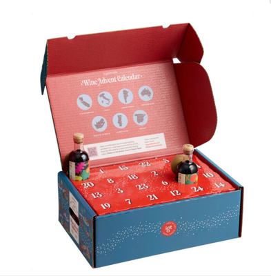 Custom Advent Calendar Corrugated Paper Box Double Side Printed Wine Tea Blind Box Packaging for Express Shipping